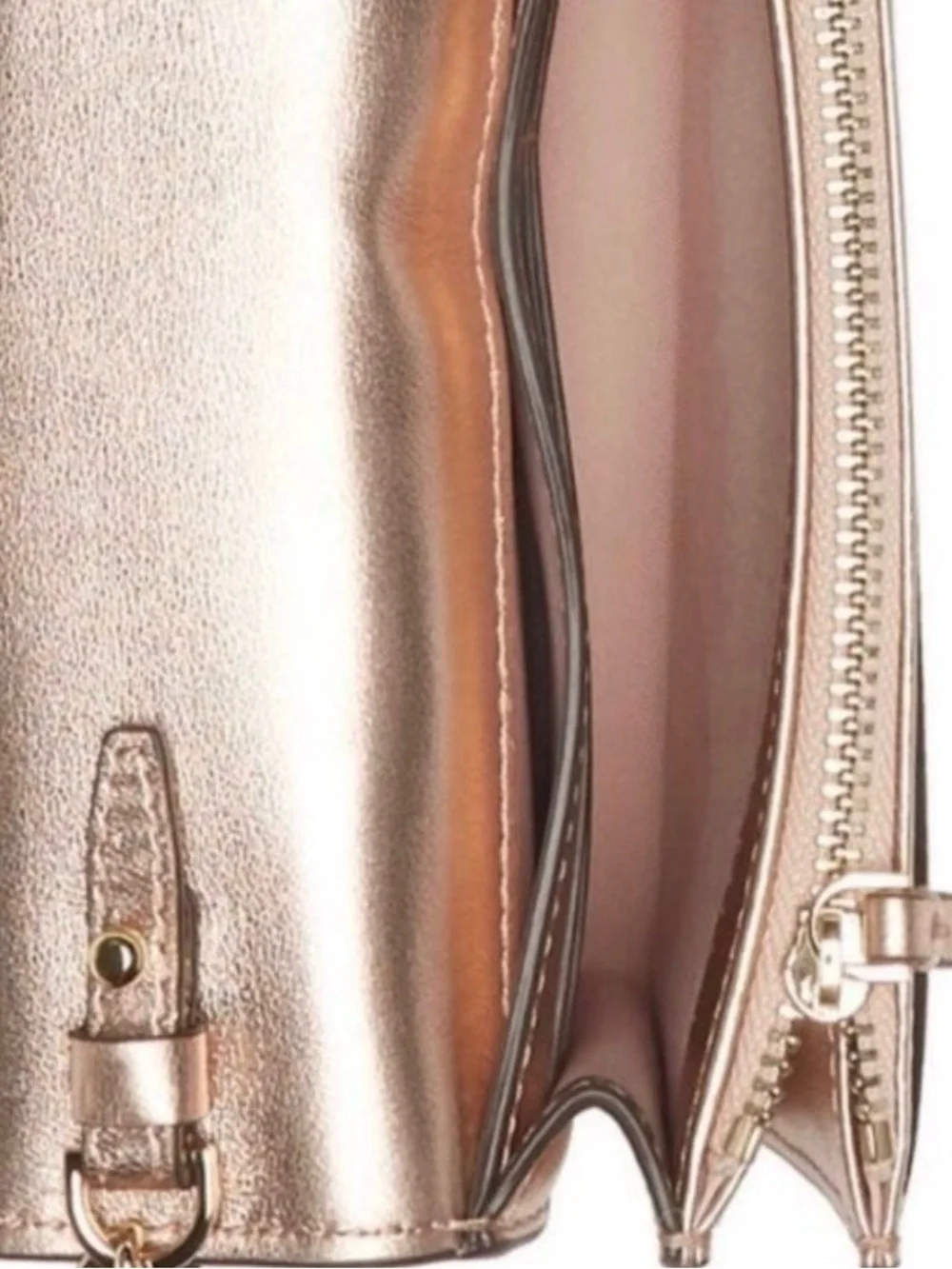 Tory Burch Metallic Rose Gold Quilted Crossbody
